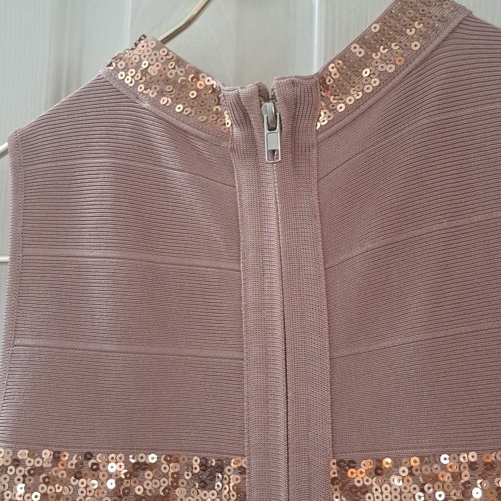 VENUS Bandage Blush Gold Sequin Dress XS - Picture 9 of 10